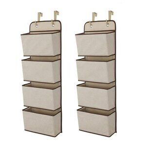 Over The Door Hanging Organizer 4 Pocket Storage Rack Set for Closet Wall